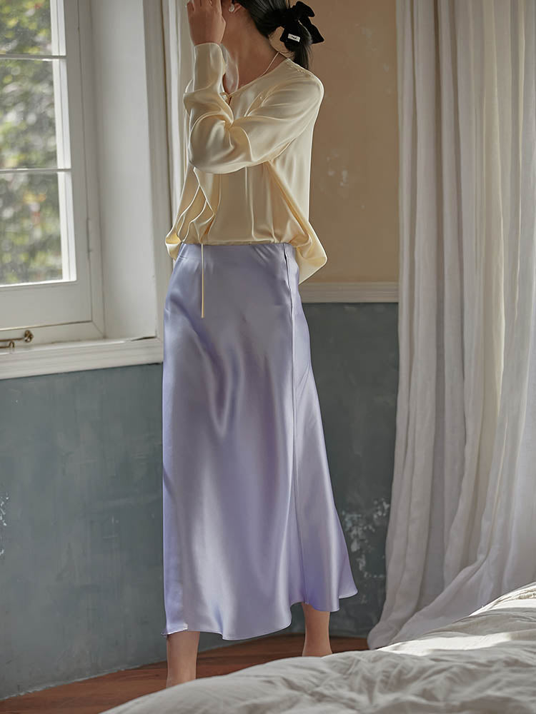 Moonlit Satin-Look A-Line Midi Skirt, product view 6
