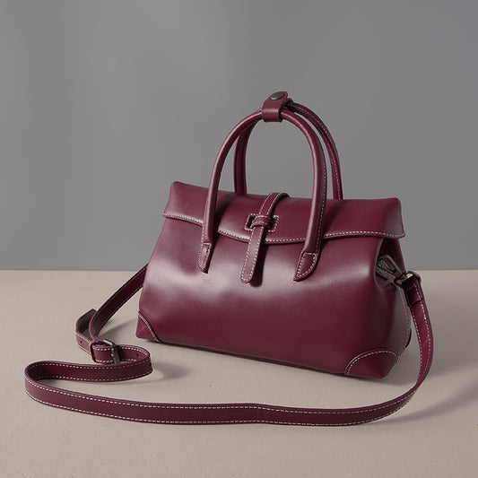 Morrow Structured Everyday Handbag in wine red, product view