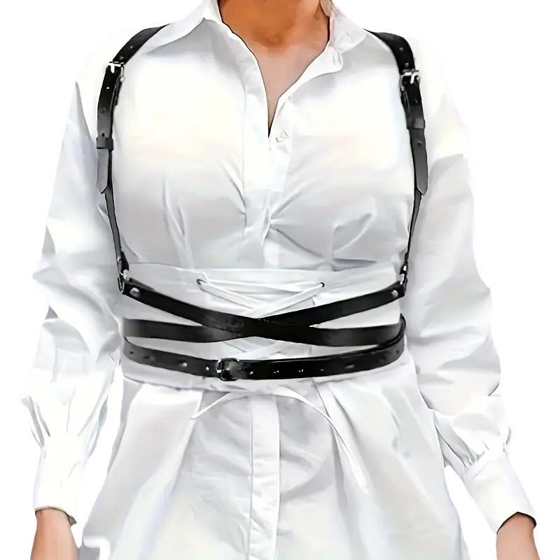 Nightframe Harness Belt in black, front styling view