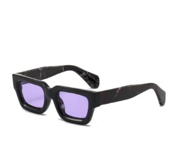 Off the Record Sunglasses in black with purple lenses, front view