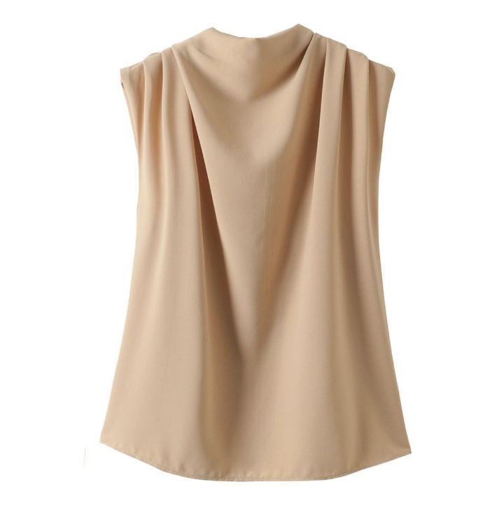 Beige sleeveless top on a white background