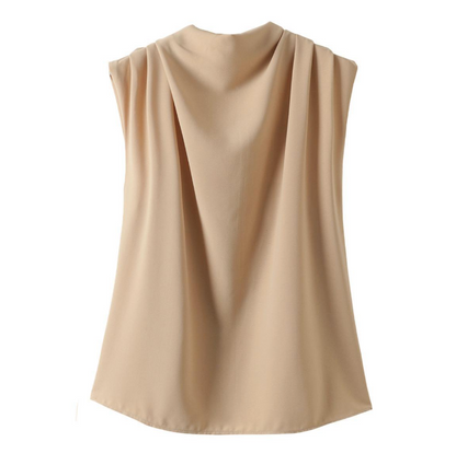 Beige sleeveless top on a white background