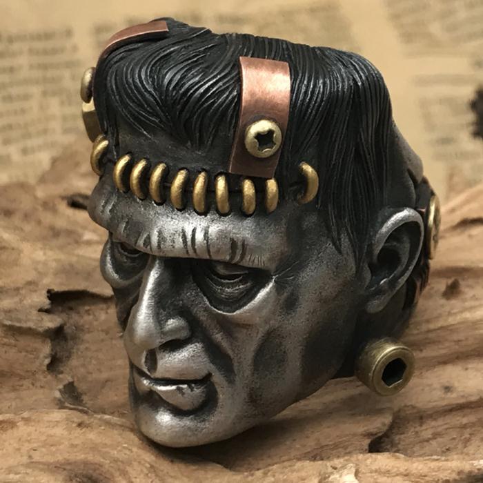 Promethean Bond adjustable ring with Frankenstein-inspired motif, product view