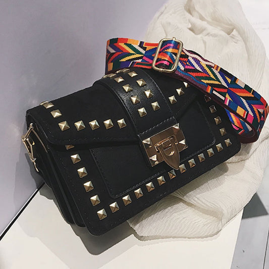 Rook Studded Velvet Crossbody Bag in black, alternate product view