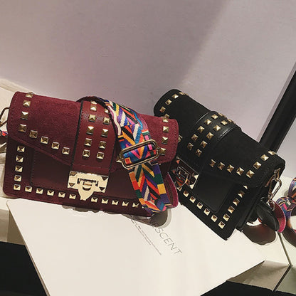 Rook Studded Velvet Crossbody Bag in black and red, alternate colour comparison