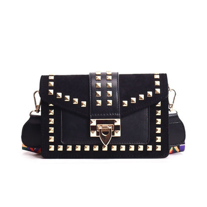 Rook Studded Velvet Crossbody Bag in black, stud detail view