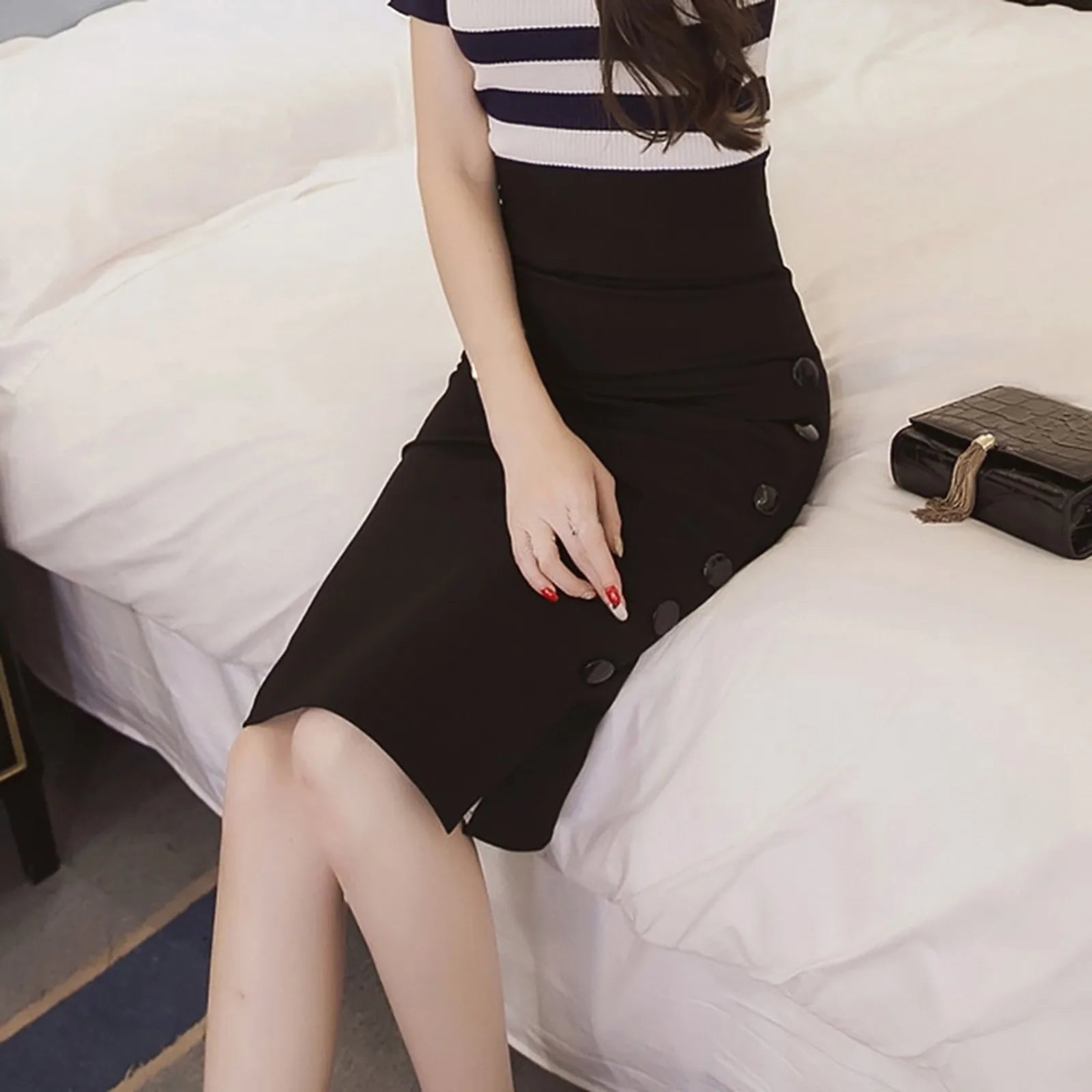 Vesper Pinup Pencil Skirt red colour view