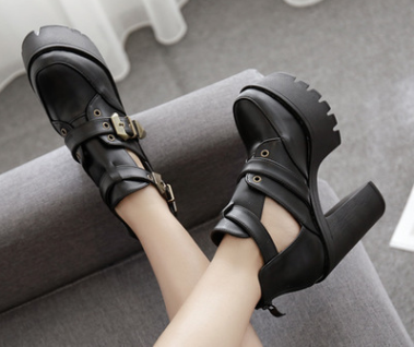 Vanta Chunky-Heel Ankle Boots in black, styling view