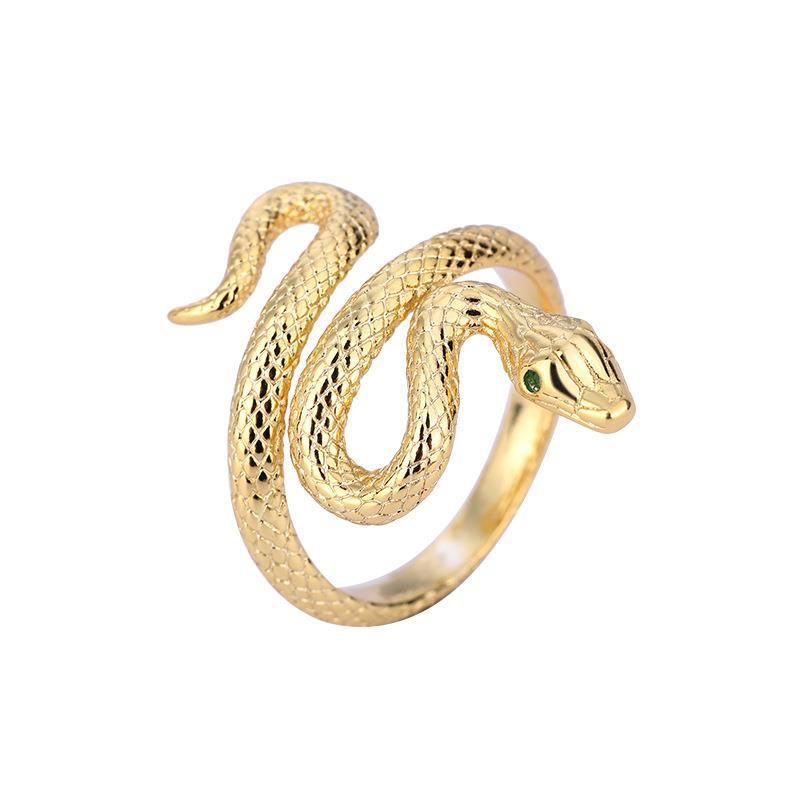 Viper's Gaze Adjustable Snake Ring in gold, product view