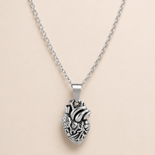 Vita Anatomical Heart Necklace in silver, front product view