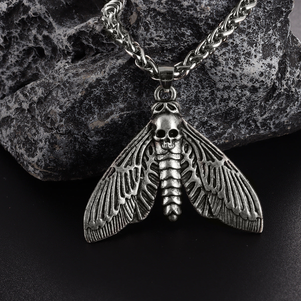 Death's-Head Moth Relic jewelry, alternate skeletal moth view