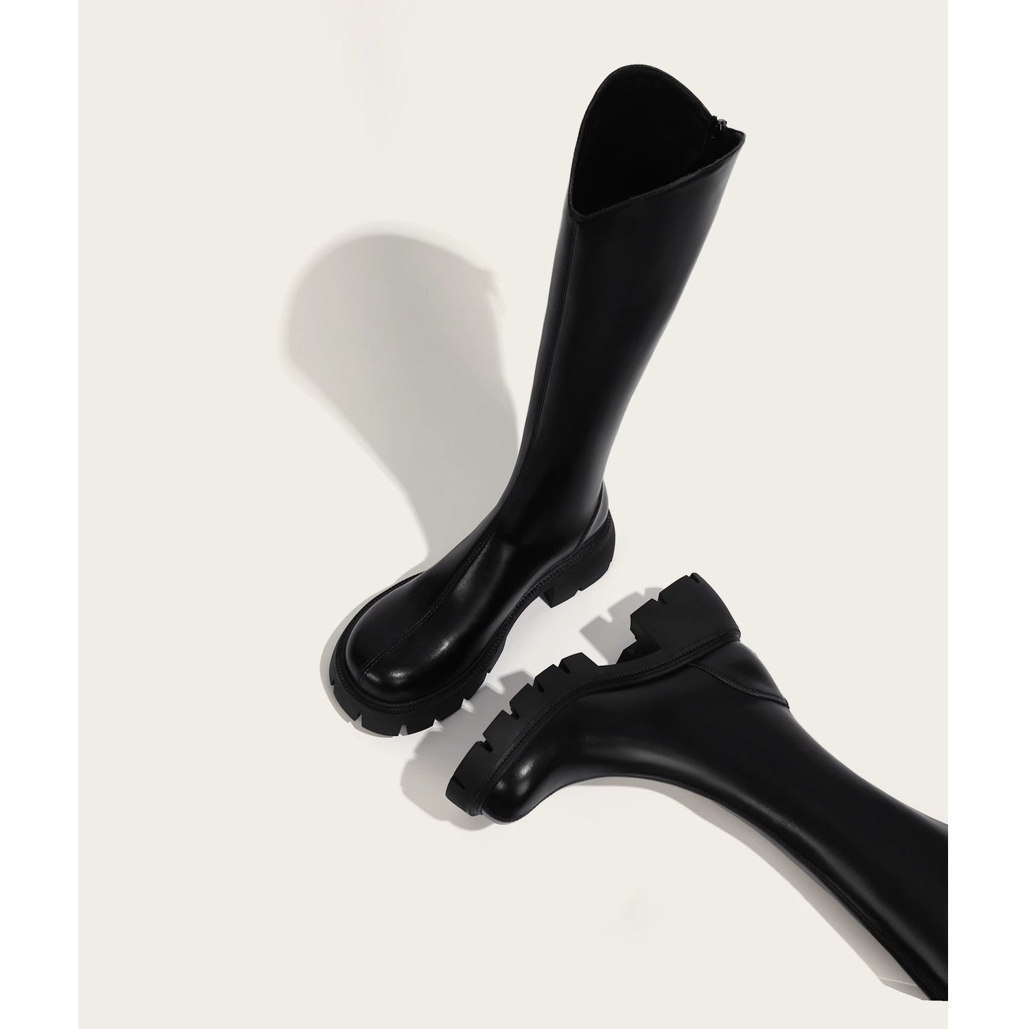 Black Cavalry Knee-High Rider Boots, product view 3
