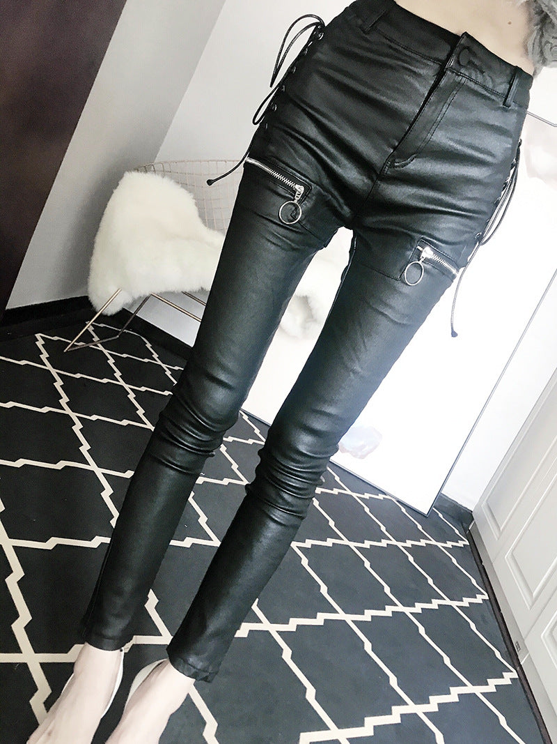 Blackline Zip Skinny Trousers in black