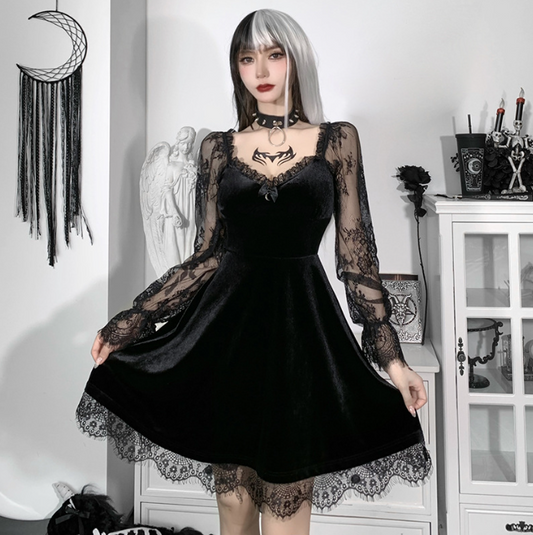Blackthorn Lace Panel Dress in black