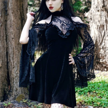 Blackthorn Lace Panel Dress in black
