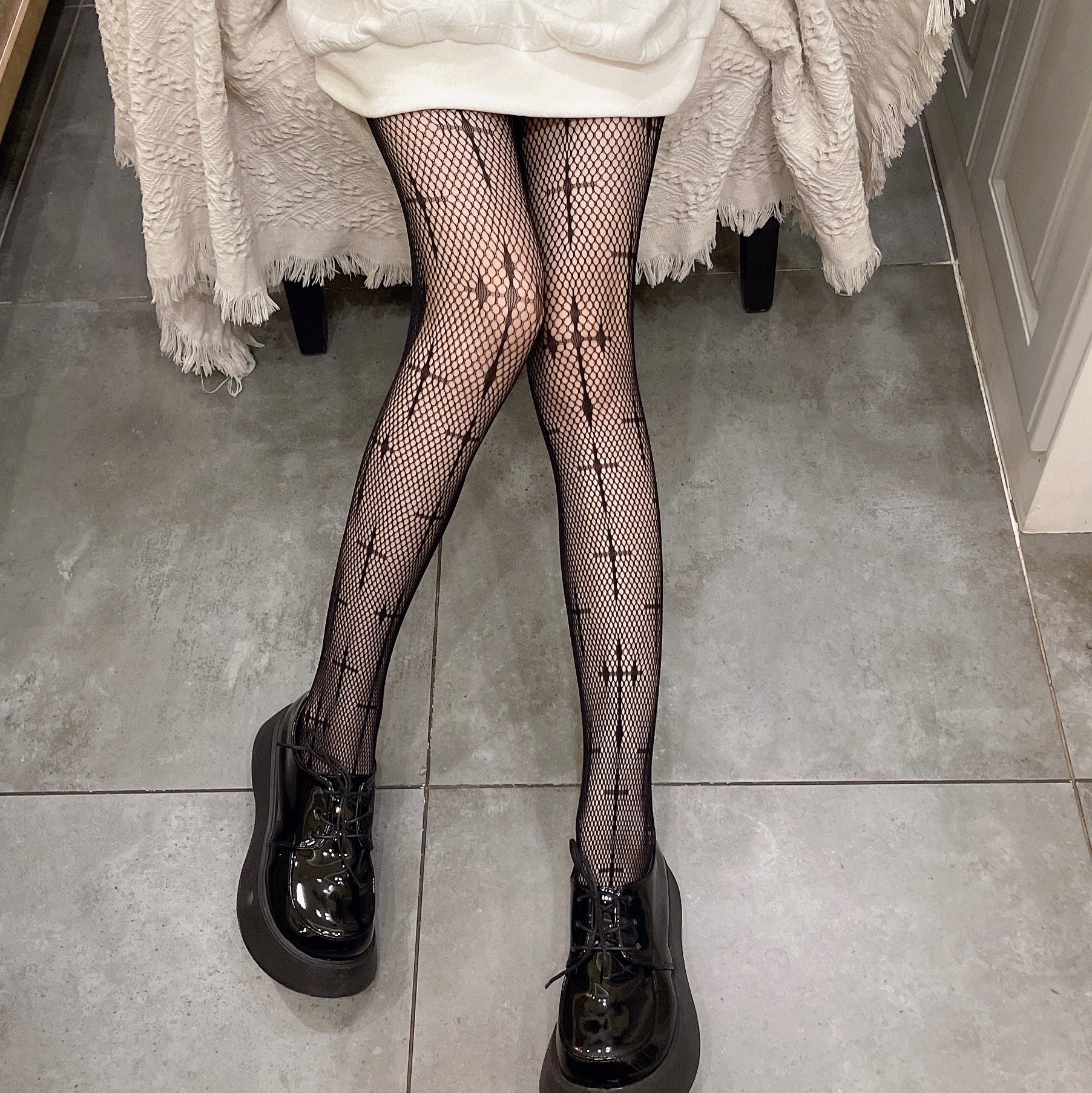 Cathedral Cross Fishnet Tights, product view 1