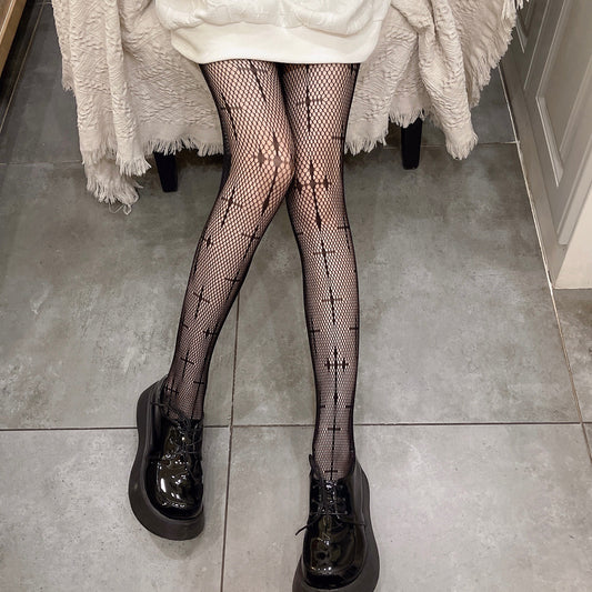 Cathedral Cross Fishnet Tights, product view 1