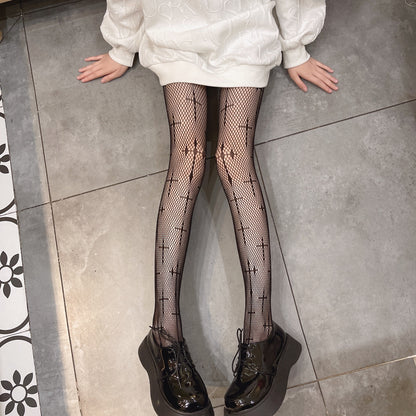 Cathedral Cross Fishnet Tights, product view 2