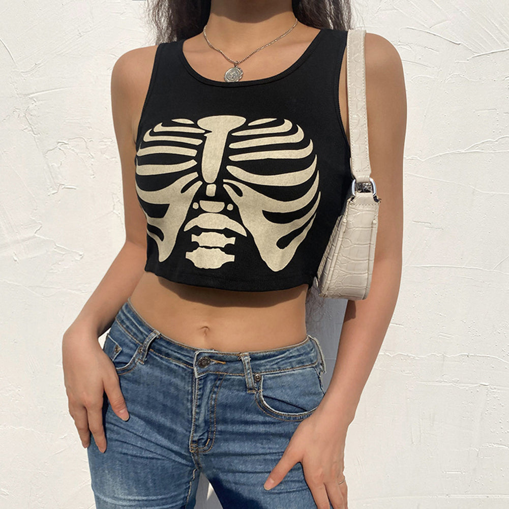 Death's Head Skull Crop Top, product view 3