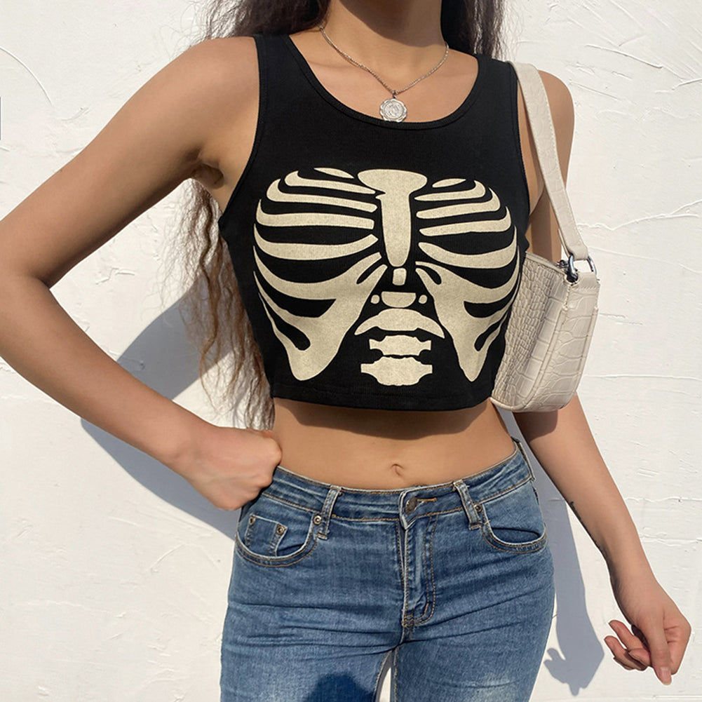 Death's Head Skull Crop Top, product view 4