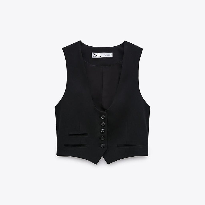 Directive Black Tailored Button Vest product view 1