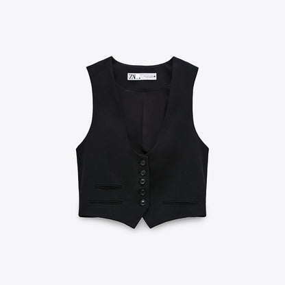 Directive Black Tailored Button Vest product view 1