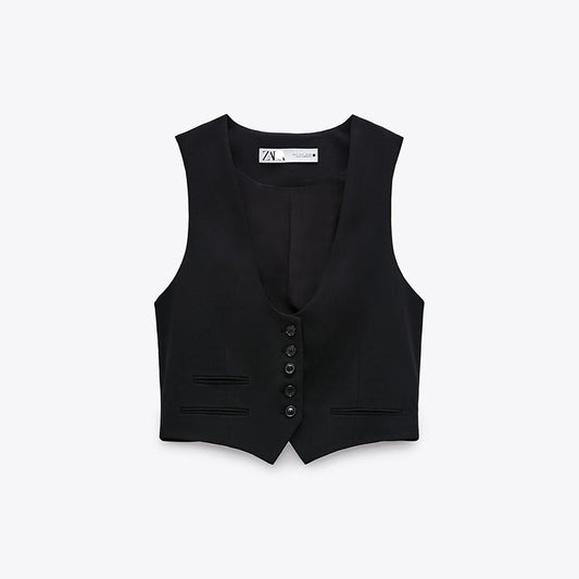 Directive Black Tailored Button Vest product view 1