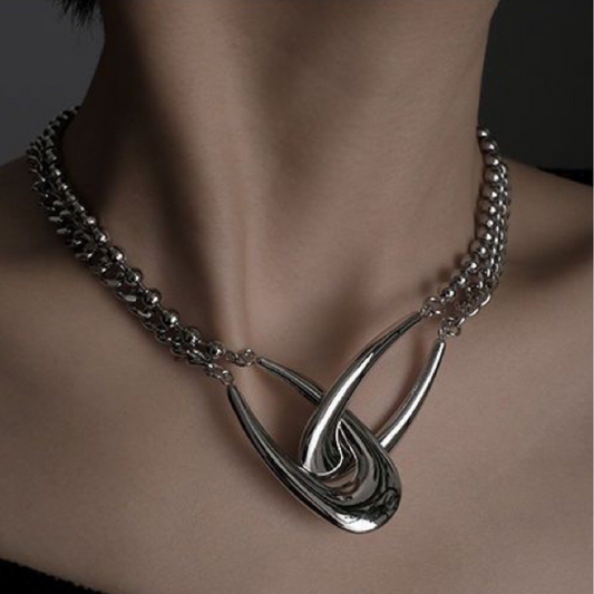 Double Ring Interlocking Necklace, product view 1