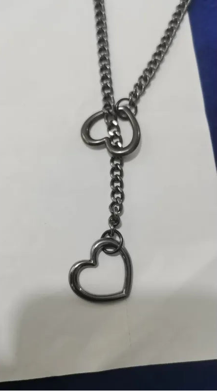 Locked Heart Lariat Necklace detail view