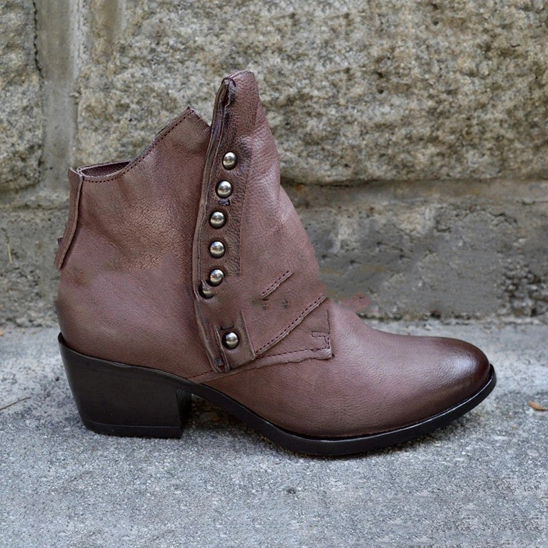 Chunky Heel Studded Martin Boots