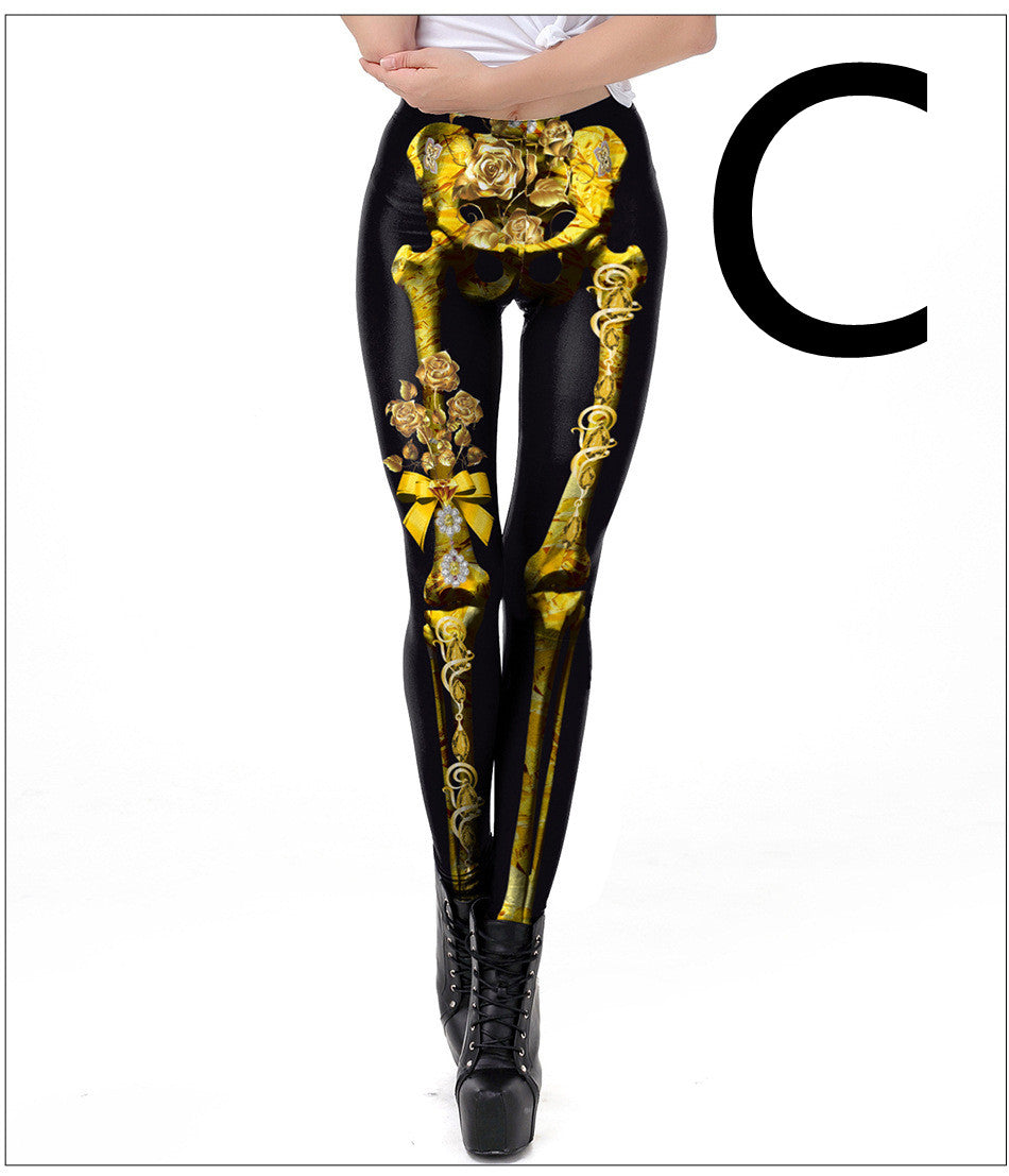 Graveframe gothic skull leggings, additional print view