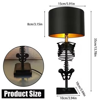 Grimlight skull table lamp, sculptural detail view
