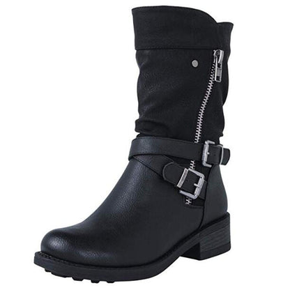 Hard Line Buckle Flat Ankle Boots, product view 9