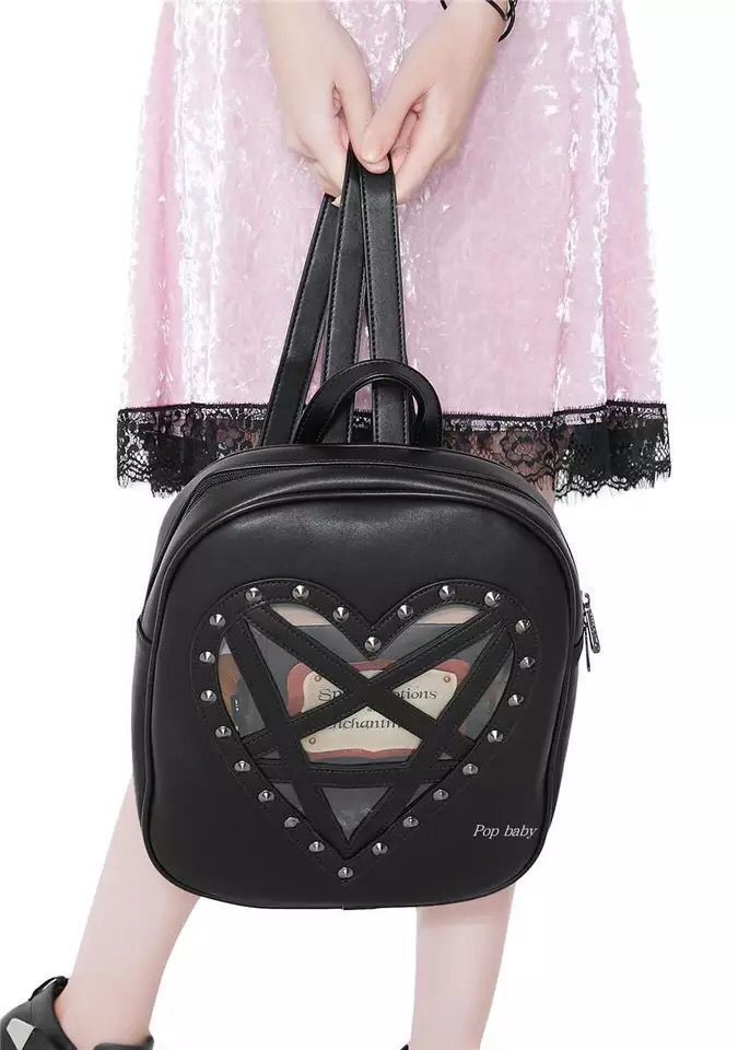 Heart Under Glass Studded Backpack, product view 1