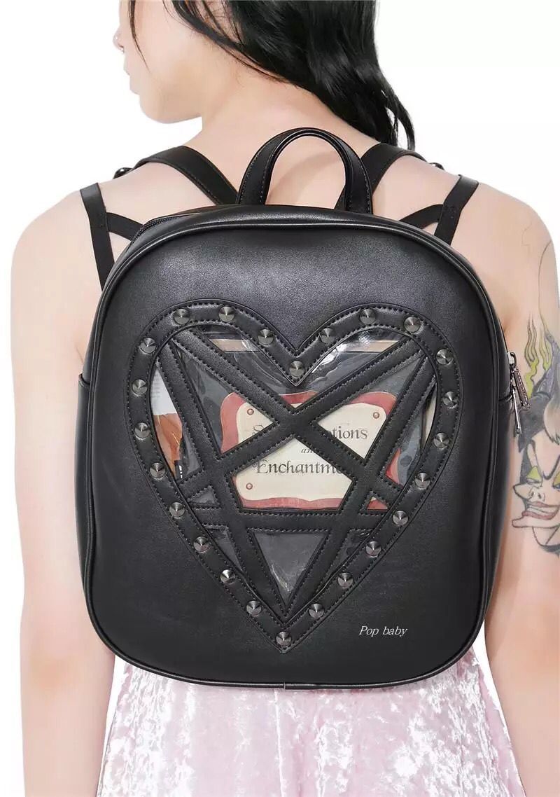Heart Under Glass Studded Backpack, product view 2