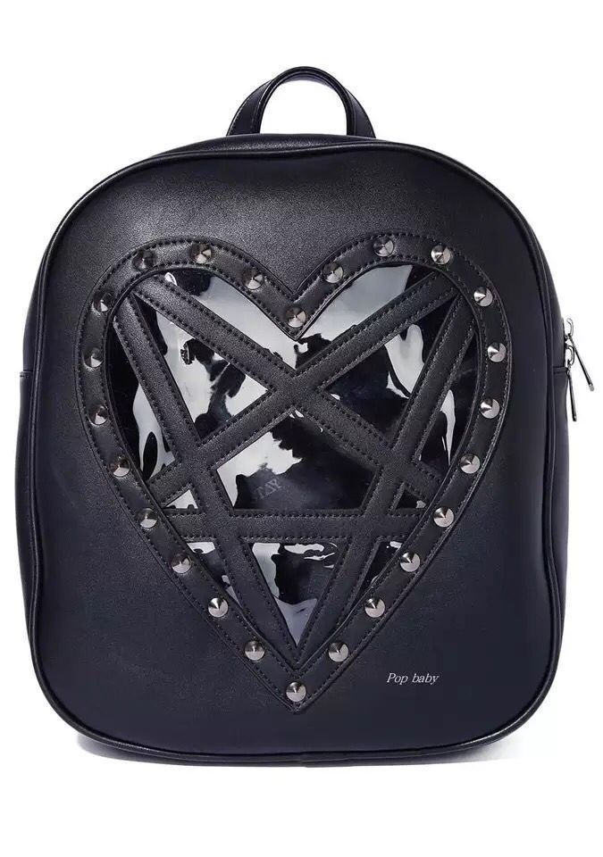 Heart Under Glass Studded Backpack, product view 4