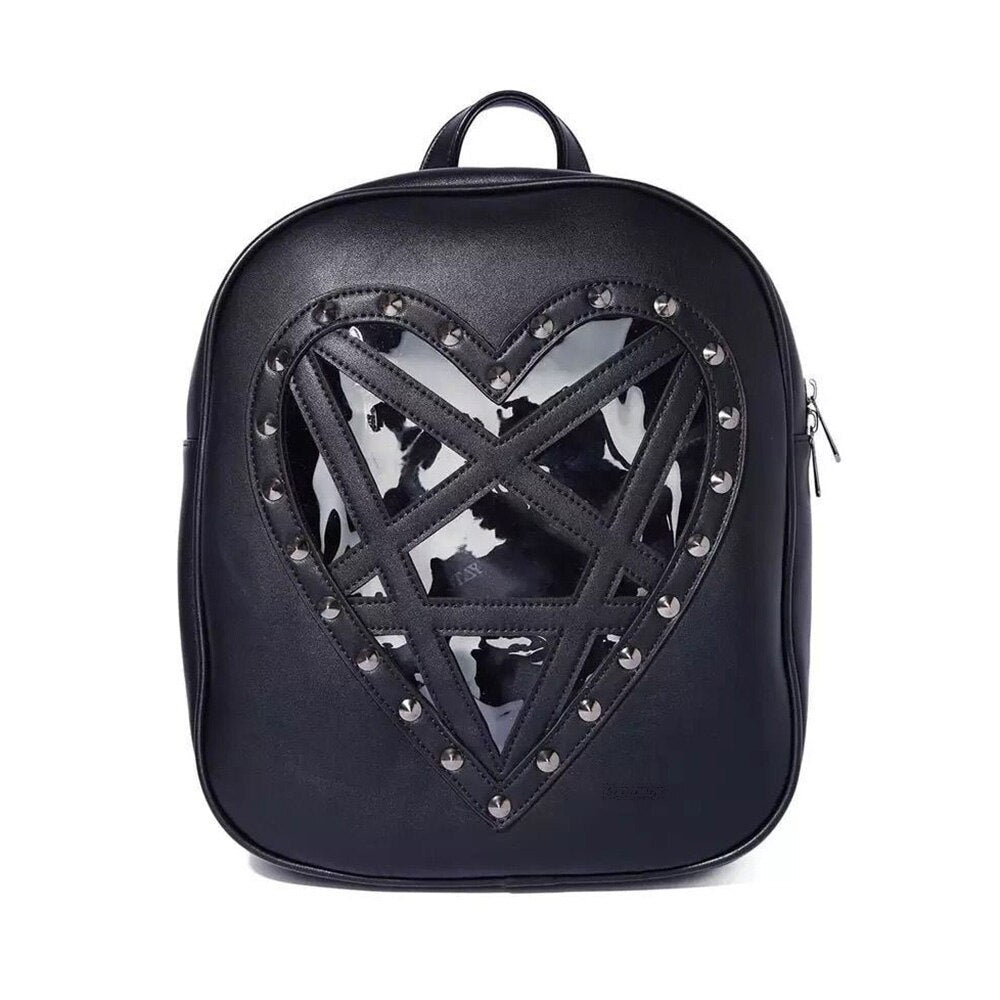 Heart Under Glass Studded Backpack, product view 5