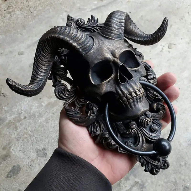 Horned Omen Goat-Skull Wall Accent, product view 4