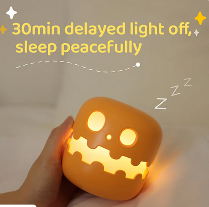 Jacklight pumpkin lamp with warm ambient glow, product view