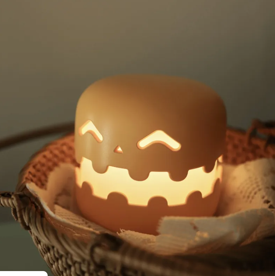 Jacklight rechargeable pumpkin lamp, alternate illuminated view