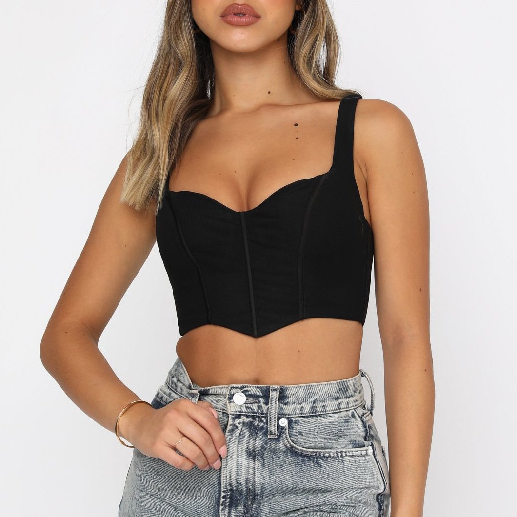 Lattice Square-Neck Mesh Corset Top product view 3