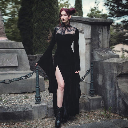 Midnight Wake Lace Bell-Sleeve Dress, product view 1