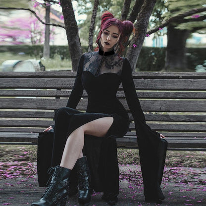 Midnight Wake Lace Bell-Sleeve Dress, product view 2