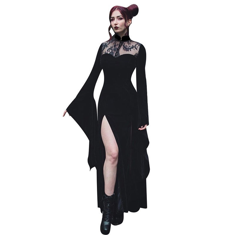 Midnight Wake Lace Bell-Sleeve Dress, product view 3