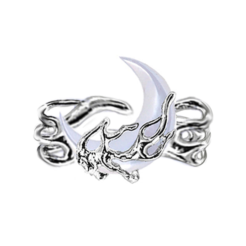 Night Crescent Open Moon Ring, product view 3
