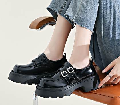 Night Faculty Leather Platform Loafers, product view 2
