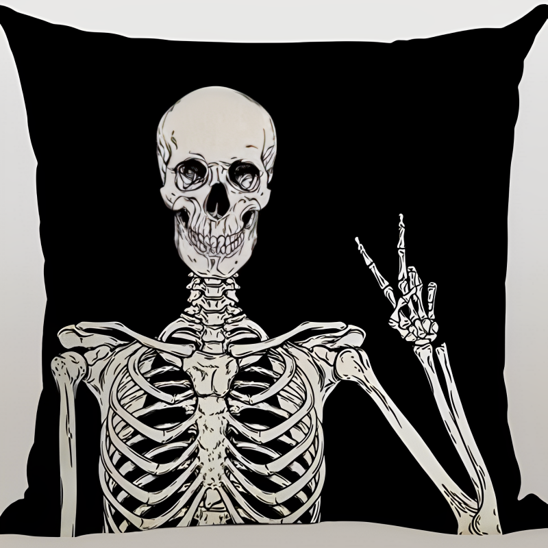 Ossuary skull linen pillowcase, alternate design 2