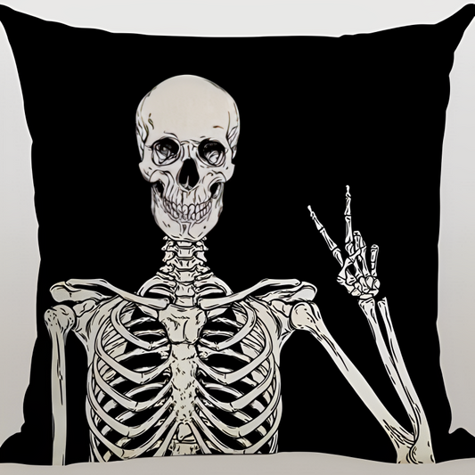 Ossuary skull linen pillowcase, alternate design 2