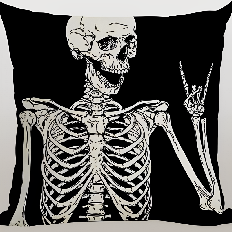Ossuary skull linen pillowcase, alternate design 3