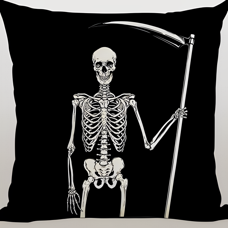 Ossuary skull linen pillowcase, alternate design 4